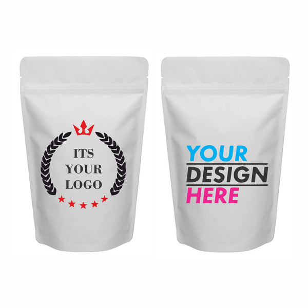 White Kraft Standup Paper Pouch - Custom Printed