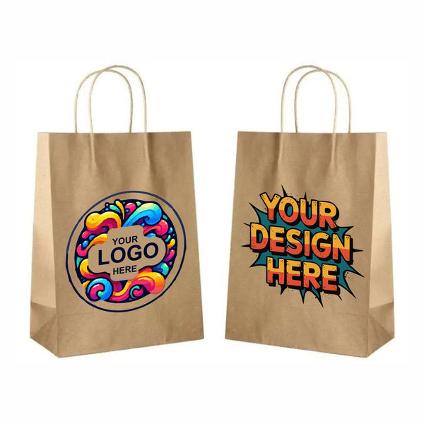Brown Paper Bags with Twisted Handles - Custom Print Both Sides