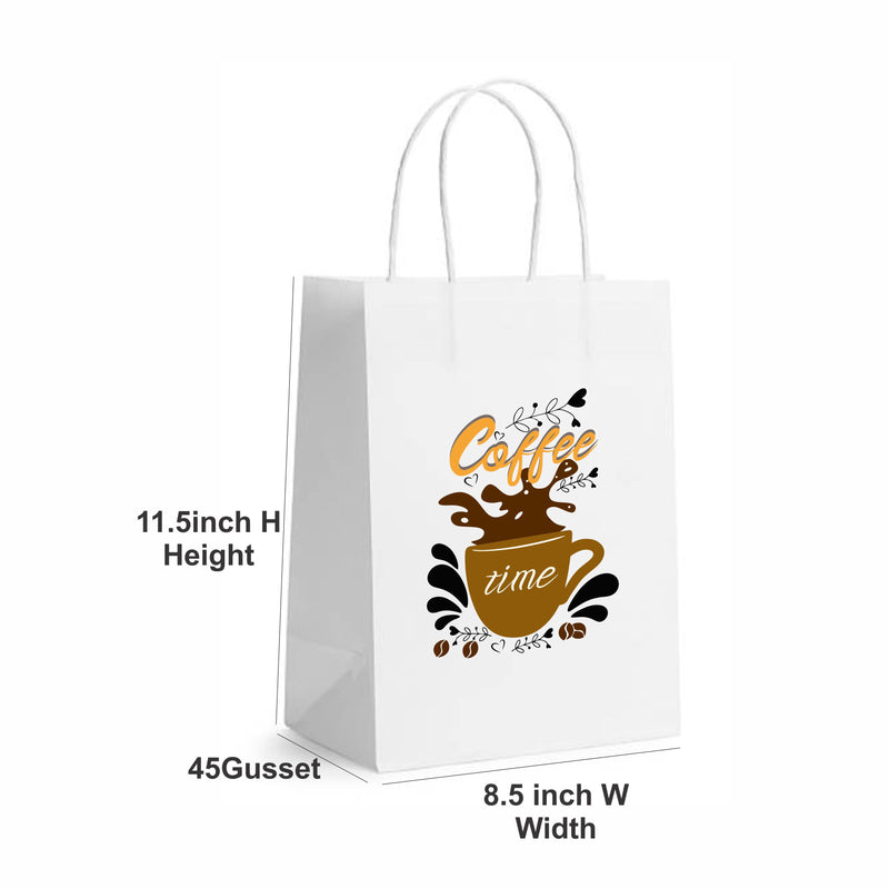 White Paper Bags with Twisted Handles - Custom Print Both Sides
