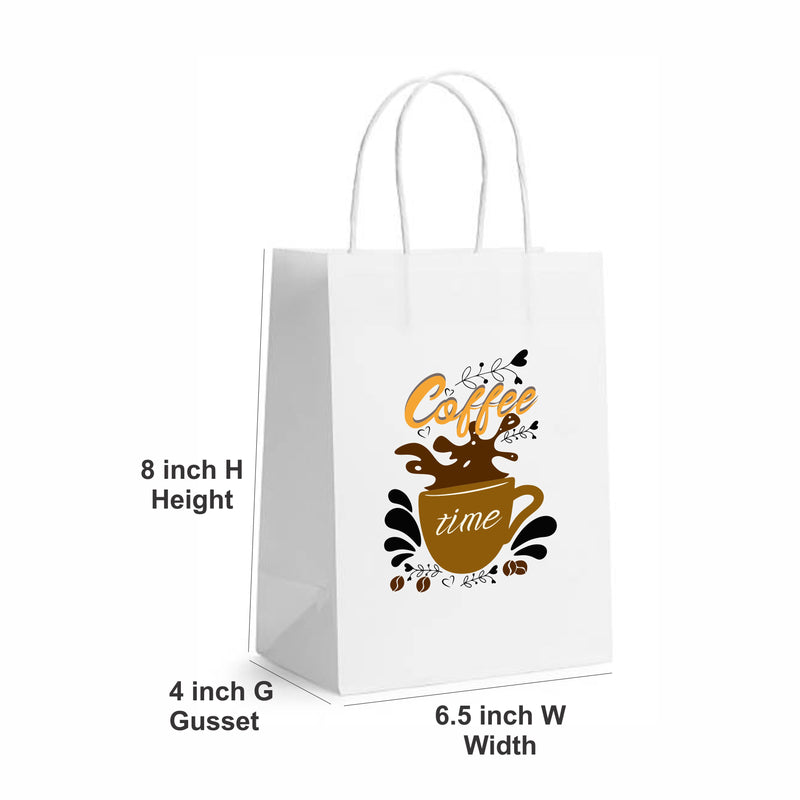 White Paper Bags with Twisted Handles - Custom Print Both Sides