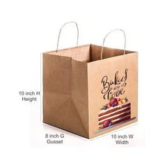 Brown Box Paper Bags with Twisted Handles - Custom Print Both Sides