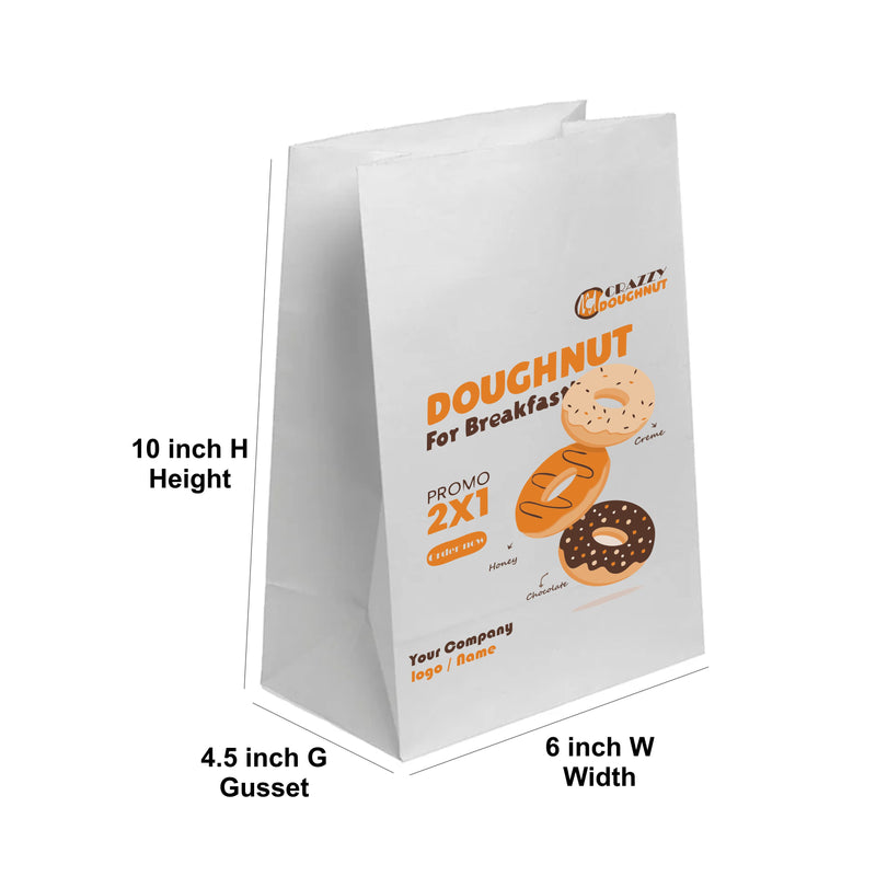 White Kraft Paper SOS Bags - Custom Print Both Sides
