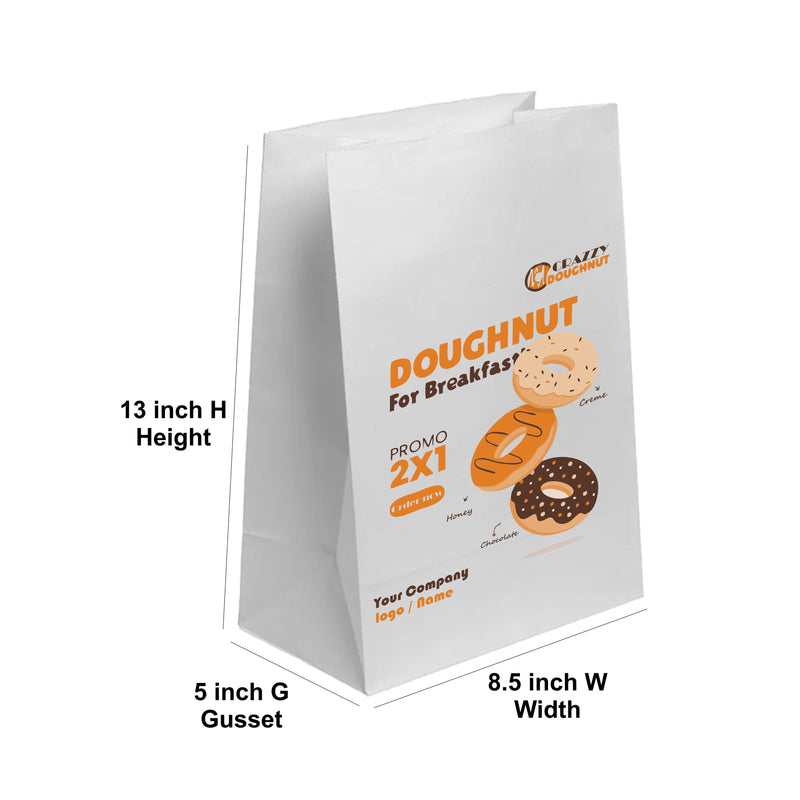 White Kraft Paper SOS Bags - Custom Print Both Sides