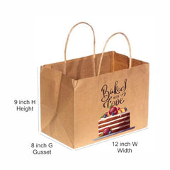 Brown Box Paper Bags with Twisted Handles - Custom Print Both Sides