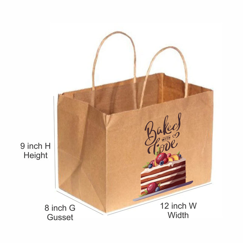 Brown Box Paper Bags with Twisted Handles - Custom Print Both Sides