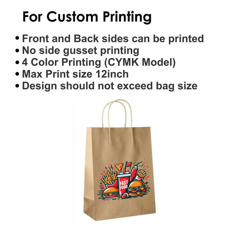 Brown Paper Bags with Twisted Handles - Custom Print Both Sides
