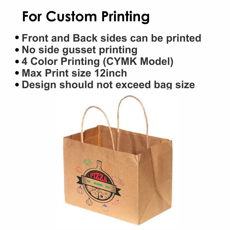 Brown Box Paper Bags with Twisted Handles - Custom Print Both Sides
