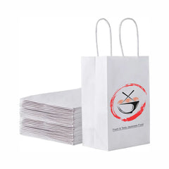 White Paper Bags with Twisted Handles - Custom Print Both Sides