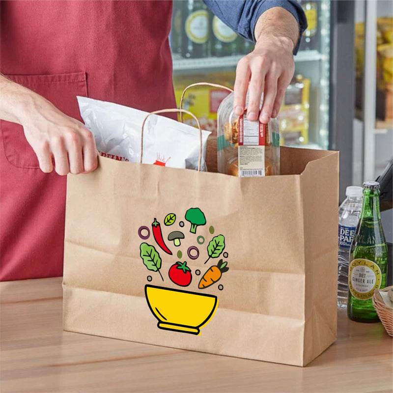 Brown Box Paper Bags with Twisted Handles - Custom Print Both Sides