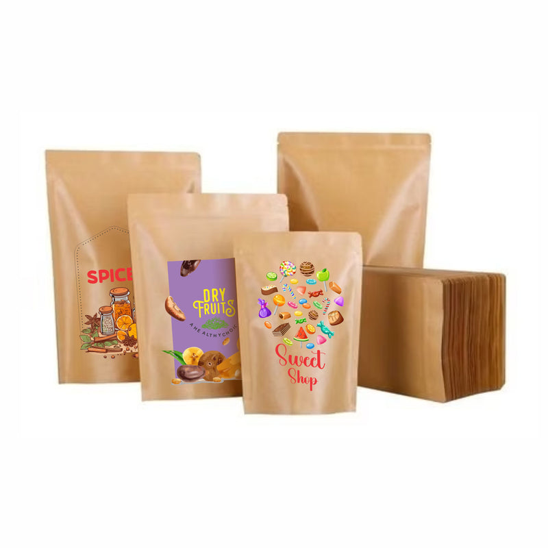 Brown Kraft Paper Pouch - Custom Print Both Sides
