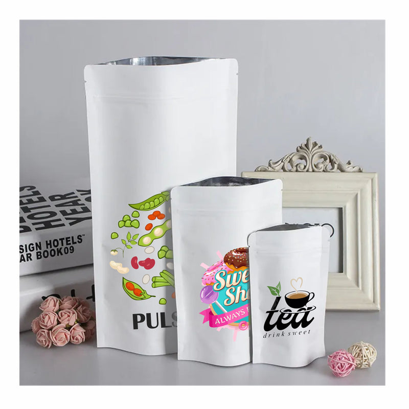 White Kraft Standup Paper Pouch - Custom Printed